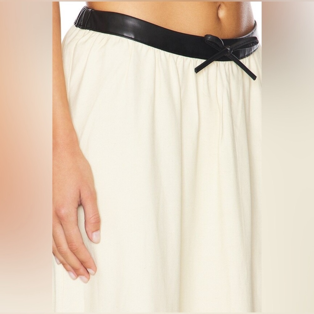 WeWoreWhat Bow Maxi Skirt Linen and Vegan Leather Longline Size Medium M NWT - Picture 5 of 10